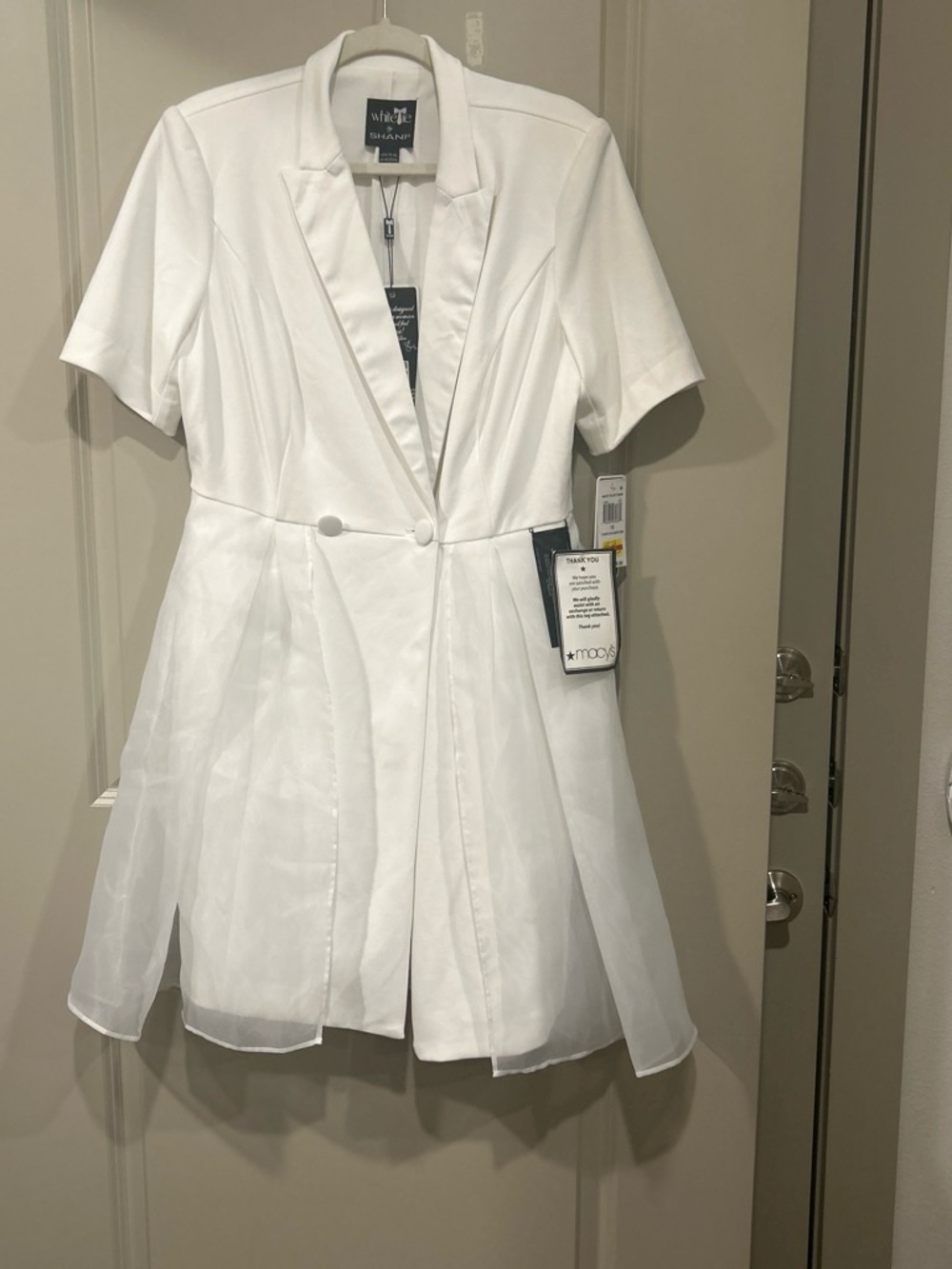 SHAN White Short-Sleeve Blazer Mini Dress